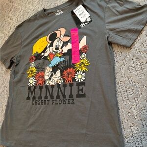 Disney Minnie Mouse Gray T-Shirt with Floral Design